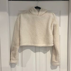 White Sherpa Cropped Hoodie